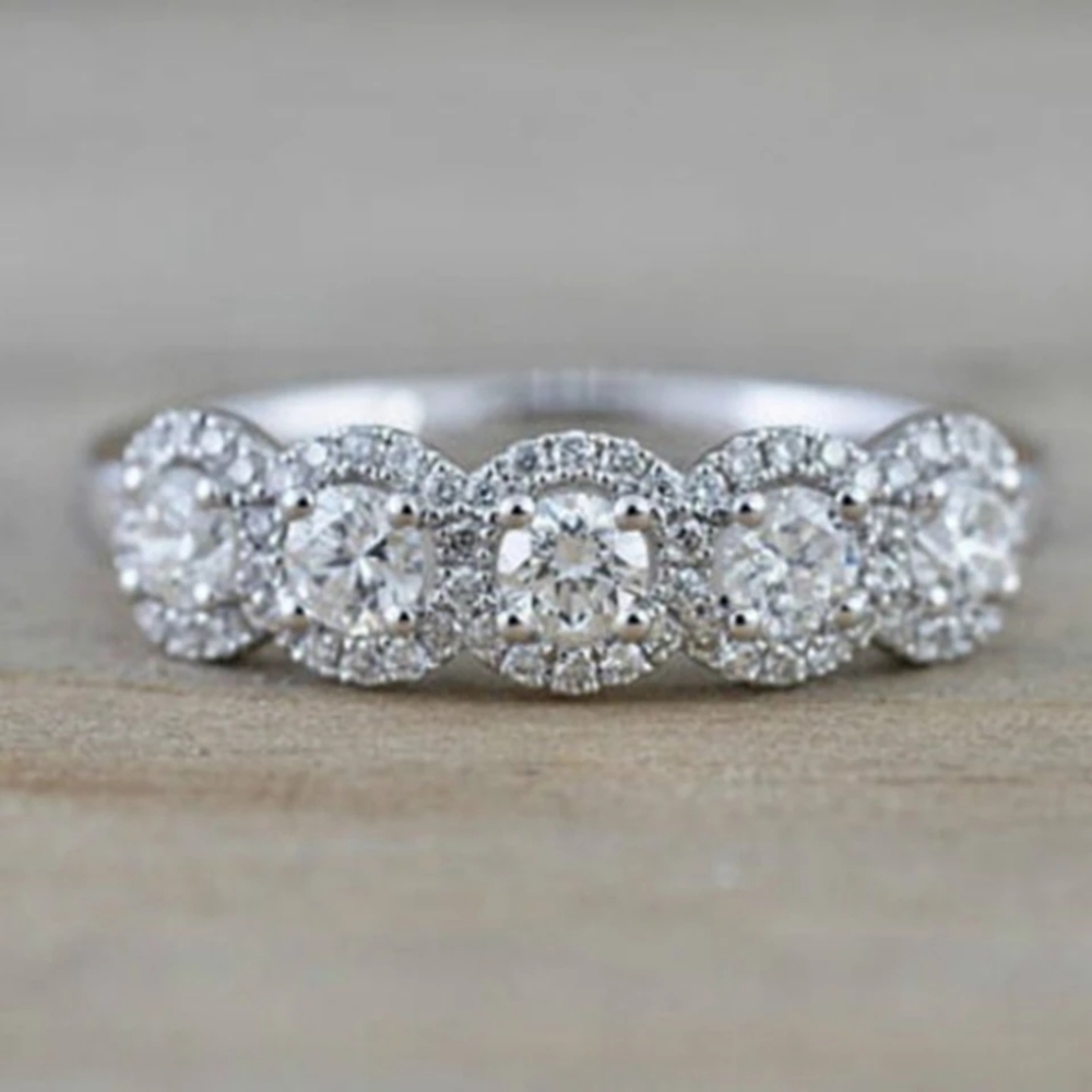 NEW 925 Sterling Silver Halo Diamond Eternity Engagement Wedding Band Ring